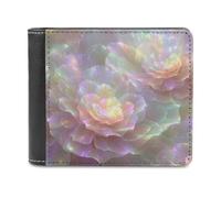 Jubonexis Iridescence Flower Soft PU Leather Bifold Wallet, Coin Purse Credit Pass Case, Durable Card-Holder Slim Billfold for Men Woman Money Storage