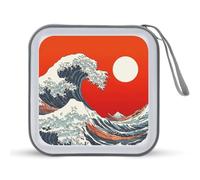 Jubonexis Japanese Art Style Waves CD Case DVD Storage Case Portable for Car Home Travel