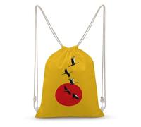 Jubonexis Japanese Art Symbol of Freedom Yellow Drawstring Backpack Canvas String Bag Lightweight Sports Gym Bag for Men Women