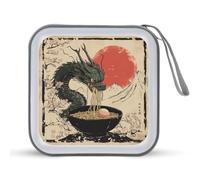 Jubonexis Japanese Dragon Eating Bowl of Ramen CD Case DVD Storage Case Portable for Car Home Travel