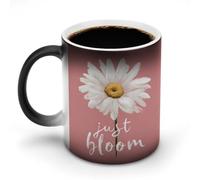 Jubonexis Just Bloom White Daisy Flower on Pink Color Changing Mugs Heat Changing Ceramic Coffee Mug Novelty Funny Tea Water Cup 11OZ