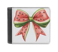 Jubonexis Large Bow Sliced Watermelon Pattern Soft PU Leather Bifold Wallet, Coin Purse Credit Pass Case, Durable Card-Holder Slim Billfold for Men Woman Money Storage