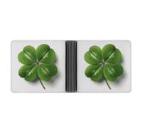 Jubonexis Large Four-Leaf Clover Soft PU Leather Bifold Wallet, Coin Purse Credit Pass Case, Durable Card-Holder Slim Billfold for Men Woman Money Storage