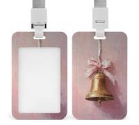 Jubonexis Large Golden Bell with A Ribbon ID Badge Holder Retractable Clip Card Holder Card Protector Name Badge Name Tag for Work Office Doctor Nurse