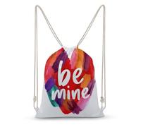 Jubonexis Large Heart with The Words Be Mine Drawstring Backpack Canvas String Bag Lightweight Sports Gym Bag for Men Women