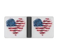 Jubonexis Large Heart with United States Flag Pattern Soft PU Leather Bifold Wallet, Coin Purse Credit Pass Case, Durable Card-Holder Slim Billfold for Men Woman Money Storage
