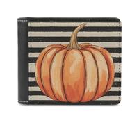 Jubonexis Large Orange Pumpkin Soft PU Leather Bifold Wallet, Coin Purse Credit Pass Case, Durable Card-Holder Slim Billfold for Men Woman Money Storage