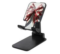 Jubonexis Large Red And White Striped Christmas Bow Cell Phone Stand Foldable Adjustable Phone Stand for Desk