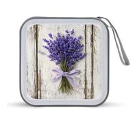 Jubonexis Lavender Bouquet with Ribbon CD Case DVD Storage Case Portable for Car Home Travel