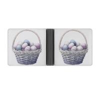 Jubonexis Lavender Colors Easter Eggs in Basket Soft PU Leather Bifold Wallet, Coin Purse Credit Pass Case, Durable Card-Holder Slim Billfold for Men Woman Money Storage