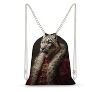 Jubonexis Leopard in Chinese Red Gold Royal Attire Drawstring Backpack Canvas String Bag Lightweight Sports Gym Bag for Men Women