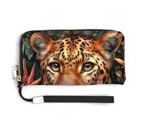 Jubonexis Leopard Jungle Simple PU Leather Clutch Long Bifold Wallet, Coin Purse Credit Pass Case, Durable Card-Holder Money Storage for Women Men