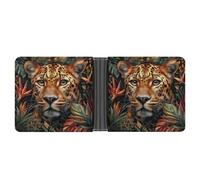 Jubonexis Leopard Jungle Simple Soft PU Leather Bifold Wallet, Coin Purse Credit Pass Case, Durable Card-Holder Slim Billfold for Men Woman Money Storage