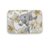 Jubonexis Leopard Line Art Bathroom Door Rug Mat, Extra Soft Coral Velvet Floor Mat, Rapid Water Absorption Non Slip Comfortable Bath Rugs Mats 19.7"x31.5"
