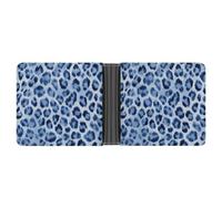 Jubonexis Leopard Pattern in Light Blue Watercolor Soft PU Leather Bifold Wallet, Coin Purse Credit Pass Case, Durable Card-Holder Slim Billfold for Men Woman Money Storage