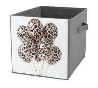 Jubonexis Leopard Print BALLOONS Cube Storage Bins Storage Cubes Foldable Decorative Fabric Storage Baskets Home Organizers with Handles for Shelves,Closet, 27x27 CM