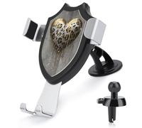 Jubonexis Leopard Print Heart Dripping Gold Paint Car Phone Holder Mount Triangle Clip Base Air Vent Cell Phone Car Mount Automotive Accessories for 4-6 Inches Cell Smartphones