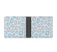 Jubonexis Leopard Print Pattern Light Gray and Blue Soft PU Leather Bifold Wallet, Coin Purse Credit Pass Case, Durable Card-Holder Slim Billfold for Men Woman Money Storage