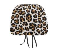 Jubonexis Leopard Print Pattern Texture Printed Car Headrest Cover,2 Pieces, Elastic Comfort Head Rest Cover for Women Men, Universal Fits Most Cars Van SUV Truck, Car Interior Decor Accessories