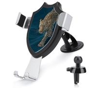 Jubonexis Leopard Walking on Dark Blue Floor Car Phone Holder Mount Triangle Clip Base Air Vent Cell Phone Car Mount Automotive Accessories for 4-6 Inches Cell Smartphones