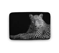 Jubonexis Leopard with Blue Eyes Bathroom Door Rug Mat, Extra Soft Coral Velvet Floor Mat, Rapid Water Absorption Non Slip Comfortable Bath Rugs Mats 15.7"x23.6"