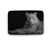 Jubonexis Leopard with Blue Eyes Bathroom Door Rug Mat, Extra Soft Coral Velvet Floor Mat, Rapid Water Absorption Non Slip Comfortable Bath Rugs Mats 19.7"x31.5"