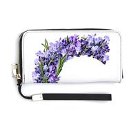 Jubonexis Letter C Lavender Flowers PU Leather Clutch Long Bifold Wallet, Coin Purse Credit Pass Case, Durable Card-Holder Money Storage for Women Men