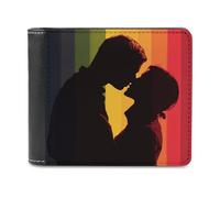 Jubonexis LGBT Couple Soft PU Leather Bifold Wallet, Coin Purse Credit Pass Case, Durable Card-Holder Slim Billfold for Men Woman Money Storage