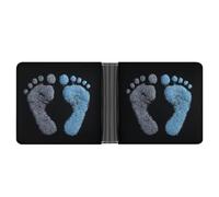 Jubonexis Light Blue Glitter Footprints Soft PU Leather Bifold Wallet, Coin Purse Credit Pass Case, Durable Card-Holder Slim Billfold for Men Woman Money Storage