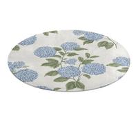 Jubonexis Light Blue Hydrangea Flowers with Green Leaves Large Round Carpet Area Rug Mat Modern Non Slip Circular Rugs 36inch(90cm)