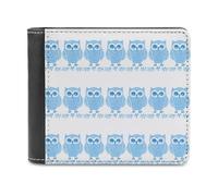 Jubonexis Light Blue Owls Rows Soft PU Leather Bifold Wallet, Coin Purse Credit Pass Case, Durable Card-Holder Slim Billfold for Men Woman Money Storage