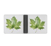 Jubonexis Light Green Watercolor Maple Leaf Soft PU Leather Bifold Wallet, Coin Purse Credit Pass Case, Durable Card-Holder Slim Billfold for Men Woman Money Storage