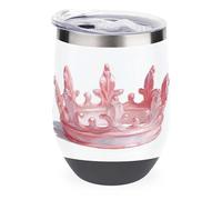 Jubonexis Light Pink Crown Girly Wine Tumbler Stainless Steel Insulated Mug Double Wall Water Cup with Lid 12 Oz