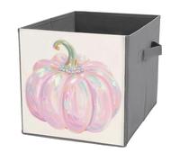 Jubonexis Light Pink Magical Pumpkin Cube Storage Bins Storage Cubes Foldable Decorative Fabric Storage Baskets Home Organizers with Handles for Shelves,Closet, 27x27 CM