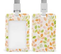 Jubonexis Light Pink Sage Green Orange Leaf ID Badge Holder Retractable Clip Card Holder Card Protector Name Badge Name Tag for Work Office Doctor Nurse