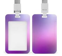 Jubonexis Light Purple and Purple Gradient ID Badge Holder Retractable Clip Card Holder Card Protector Name Badge Name Tag for Work Office Doctor Nurse