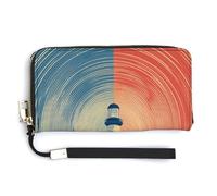 Jubonexis Lighthouse Minimalist Abstract PU Leather Clutch Long Bifold Wallet, Coin Purse Credit Pass Case, Durable Card-Holder Money Storage for Women Men