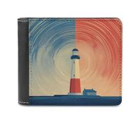 Jubonexis Lighthouse Minimalist Abstract Soft PU Leather Bifold Wallet, Coin Purse Credit Pass Case, Durable Card-Holder Slim Billfold for Men Woman Money Storage