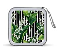 Jubonexis Lily of The Valley Pattern CD Case DVD Storage Case Portable for Car Home Travel