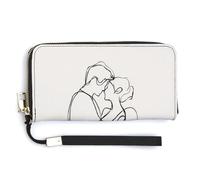 Jubonexis Line Drawing Couple Embracing PU Leather Clutch Long Bifold Wallet, Coin Purse Credit Pass Case, Durable Card-Holder Money Storage for Women Men