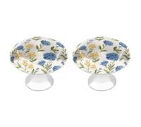 Jubonexis Linen Texture Vintage Block Print Botanical Round Drawer Cabinet Knobs Handles with Screws,2 Pcs, Drawer Dresser Knob Pulls Decor for Wardrobe Cupboard Home Office Kitchen