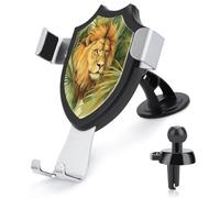 Jubonexis Lion Green Jungle Watercolor Car Phone Holder Mount Triangle Clip Base Air Vent Cell Phone Car Mount Automotive Accessories for 4-6 Inches Cell Smartphones