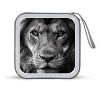 Jubonexis Lion Head Black and White CD Case DVD Storage Case Portable for Car Home Travel