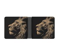 Jubonexis Lion Head Single Silhouette Minimalist Soft PU Leather Bifold Wallet, Coin Purse Credit Pass Case, Durable Card-Holder Slim Billfold for Men Woman Money Storage
