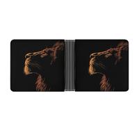 Jubonexis Lion Head Single Solid Ink Silhouette Soft PU Leather Bifold Wallet, Coin Purse Credit Pass Case, Durable Card-Holder Slim Billfold for Men Woman Money Storage