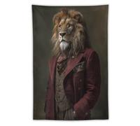 Jubonexis Lion in Victorian-era Dark Fantasy Art Tapestry Polyester Aesthetic Wall Hanging Bedroom Living Room Dorm Decor 40"x60"