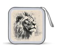 Jubonexis Lion with Abstract Dotted Pattern CD Case DVD Storage Case Portable