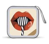 Jubonexis Lips with Red Lipstick CD Case DVD Storage Case Portable