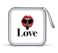 Jubonexis Lipstick with Red Lips CD Case DVD Storage Case Portable for Car Home Travel
