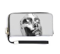 Jubonexis Liquid Dripping Woman's Face PU Leather Clutch Long Bifold Wallet, Coin Purse Credit Pass Case, Durable Card-Holder Money Storage for Women Men